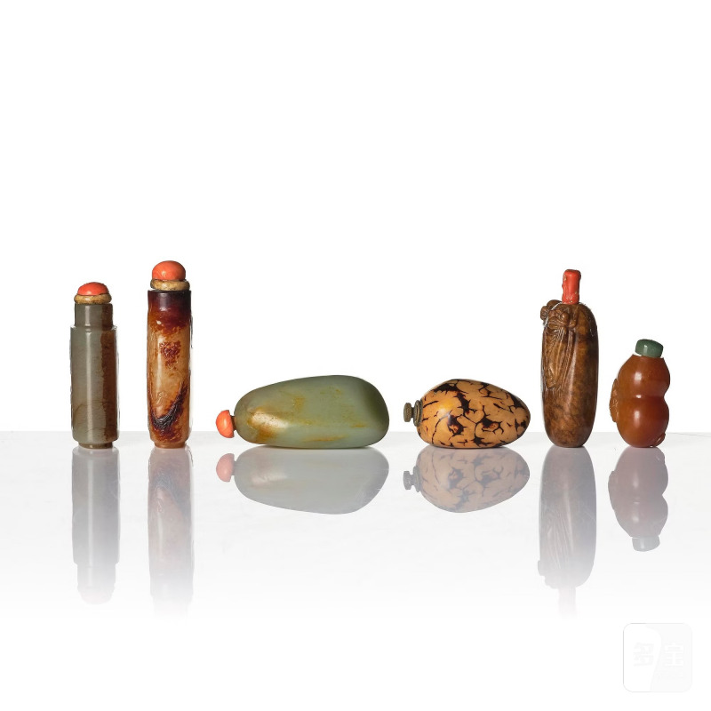 A group lot of six stone snuff bottles, - 图2